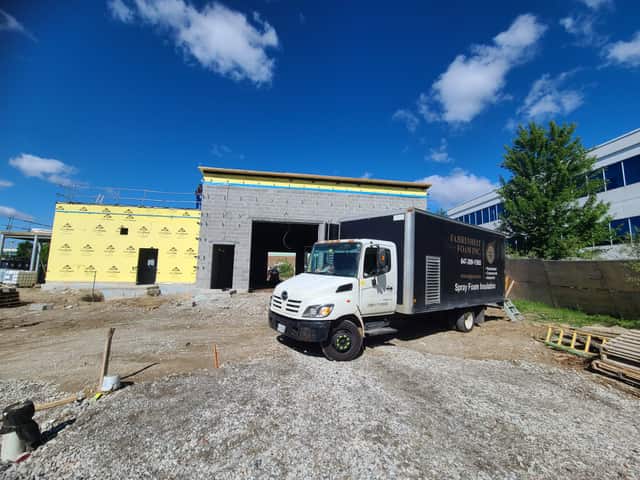 The Fahrenheit Foam truck parked outside a job in the Toronto area