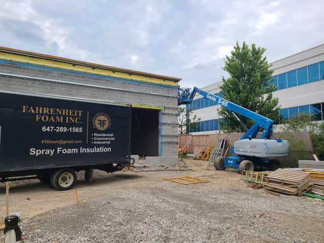 The Fahrenheit Foam truck parked outside a job in the Toronto area